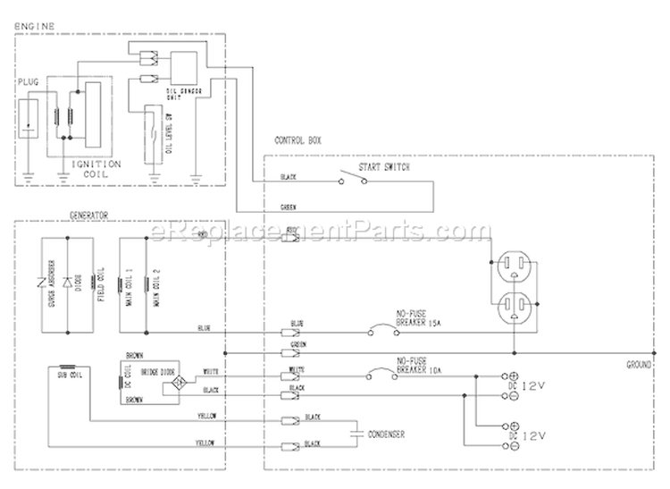 Page D Diagram and Parts List for 030330-0  Briggs and Stratton Generator